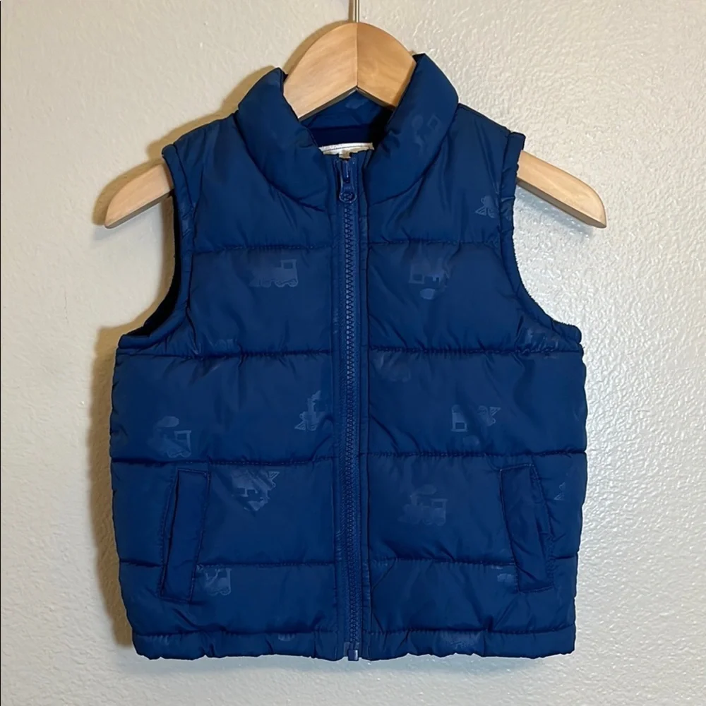 Gymboree Kids Blue Puffer Train Print Vest